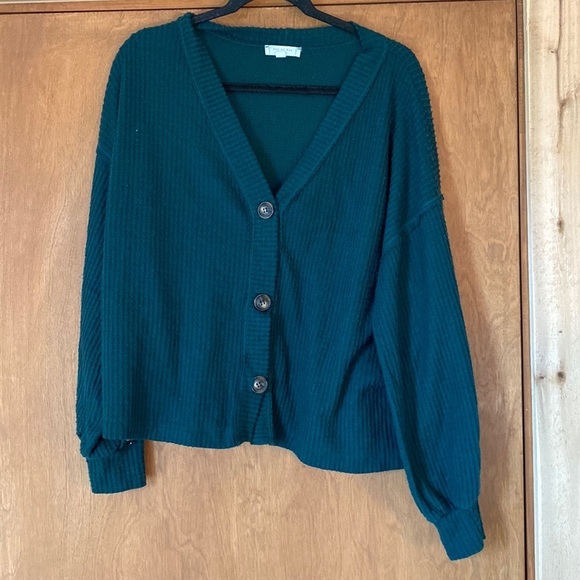 Blu Pepper Sweaters - Blu Pepper green button up cardigan